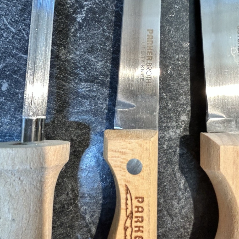 NEW Parker Brothers Japan Stainless Steel Butcher, Chef & Utility Knives W Steel - Picture 4 of 14